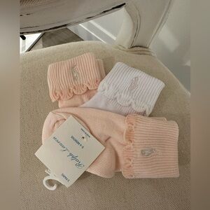 🩰 0~6 Mth Ralph Lauren Scallop Hem Baby Girl Socks 3 Pack NWT